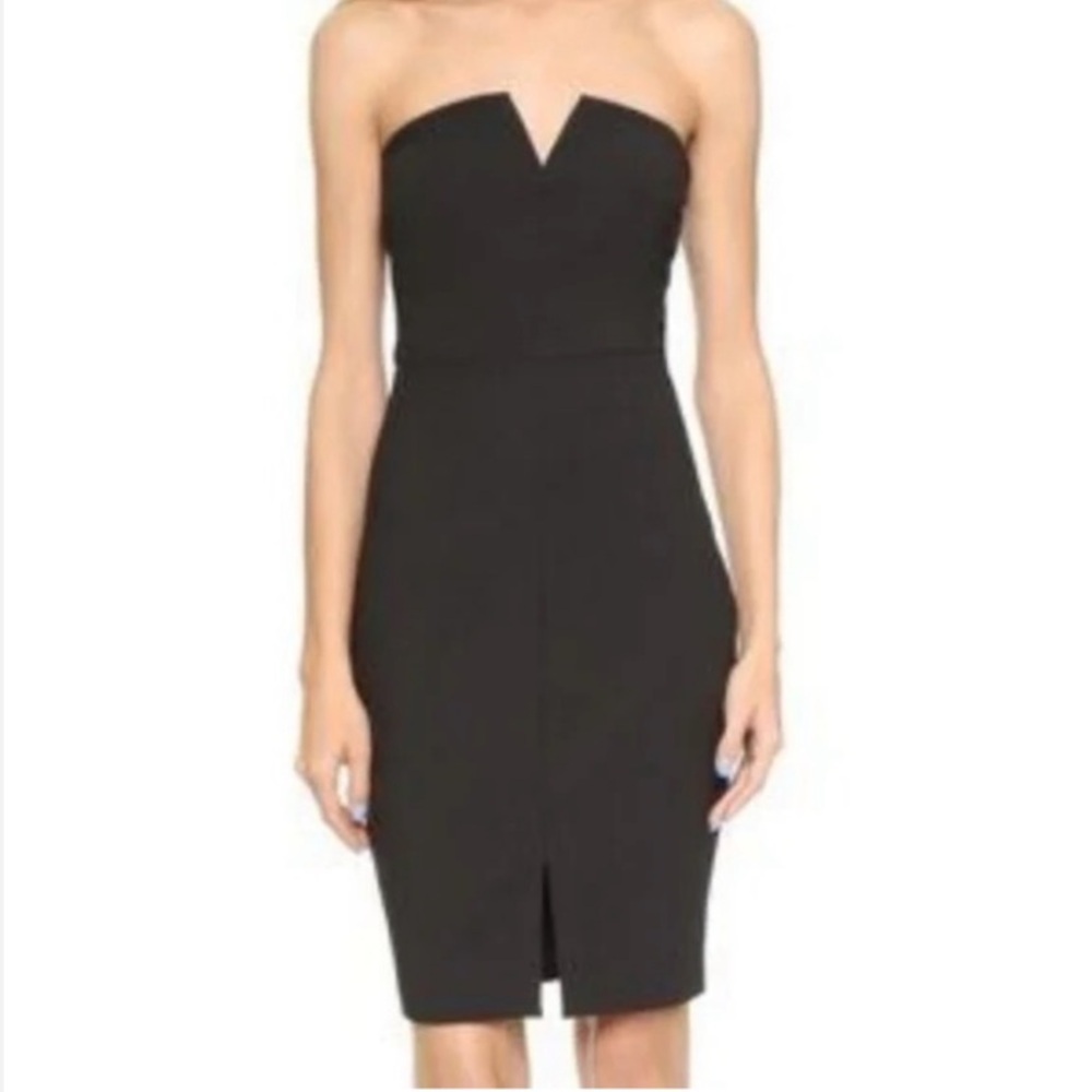 Elizabeth and James Black Strapless Sheath Dress with Front Notch Women’s Size 4
